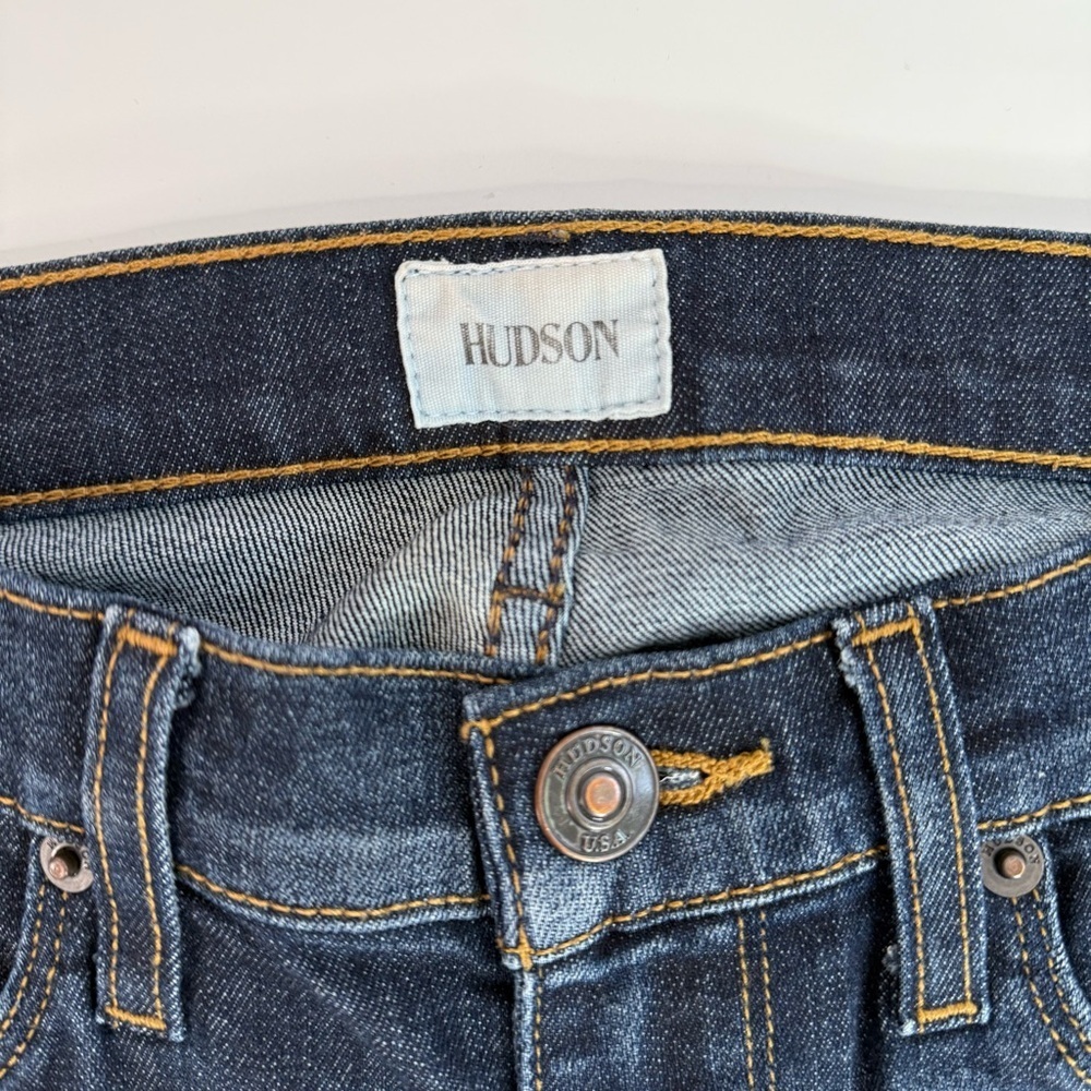 HUDSON Nico Midrise Size 26 Waist 32” Super Skinny Denim Dark Wash Blue Jeans - Picture 11 of 13